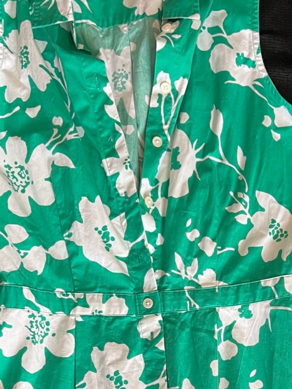 J. Crew Green and White Floral One-Piece Bodysuit